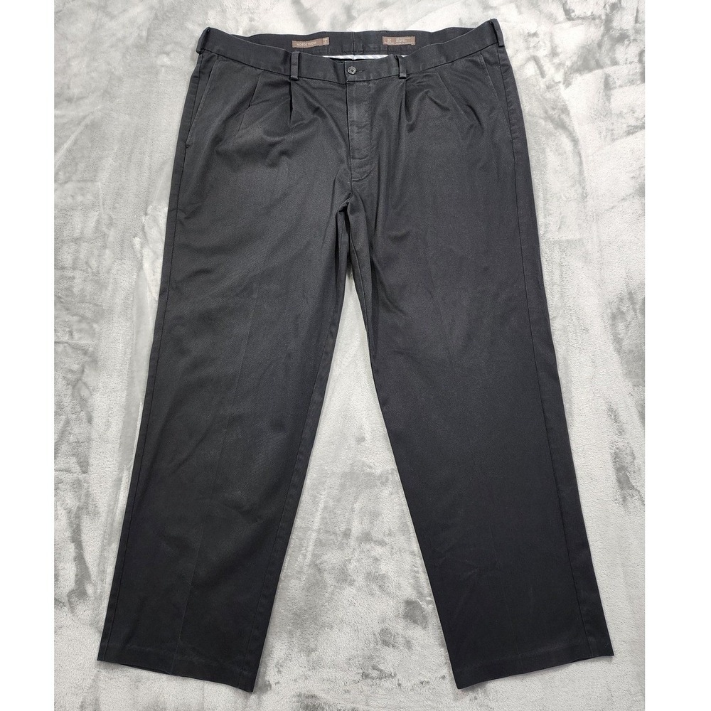 Nordstrom Pants Mens 44x32 Black Pleated Chino Straight Smartcare Wrinkle Free
